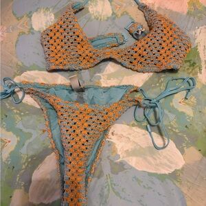 Triangl Swimwear Blue and Orange Bikini